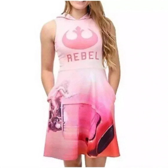 WeLoveFine by Goldie Star Wars Rebel Scuba Sleeveless Hooded Dress Size Small - Picture 11 of 12